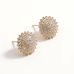 sparkling pave cubic zirconia round stud earrings