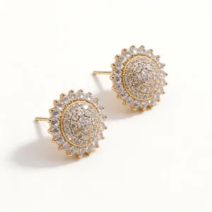 Home sparkling pave cubic zirconia round stud earrings