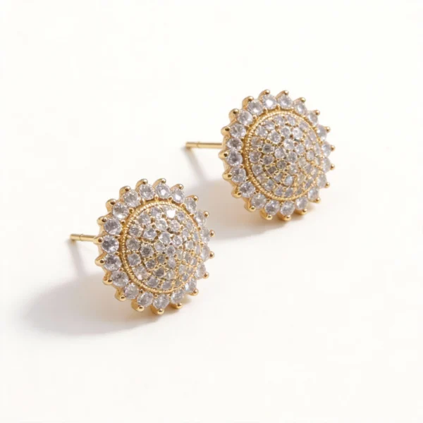 sparkling pave cubic zirconia round stud earrings