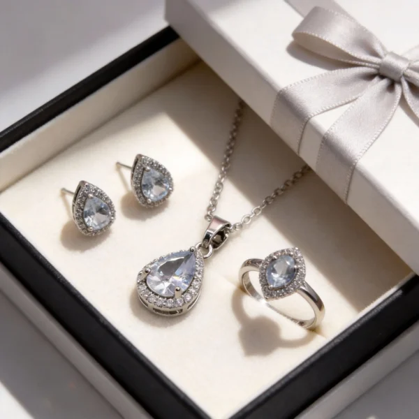 teardrop sky blue cz jewelry 3 piece set teardrop sky blue cz jewelry 3 piece set