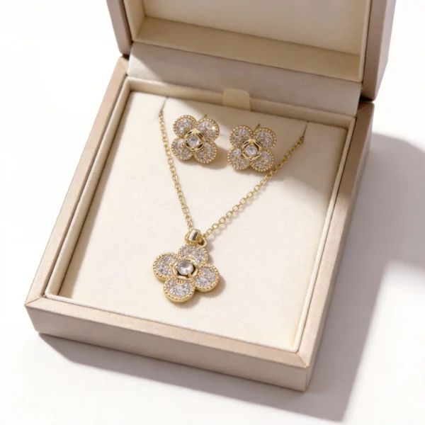clover full pave cz jewelry set clover full pave cz jewelry set