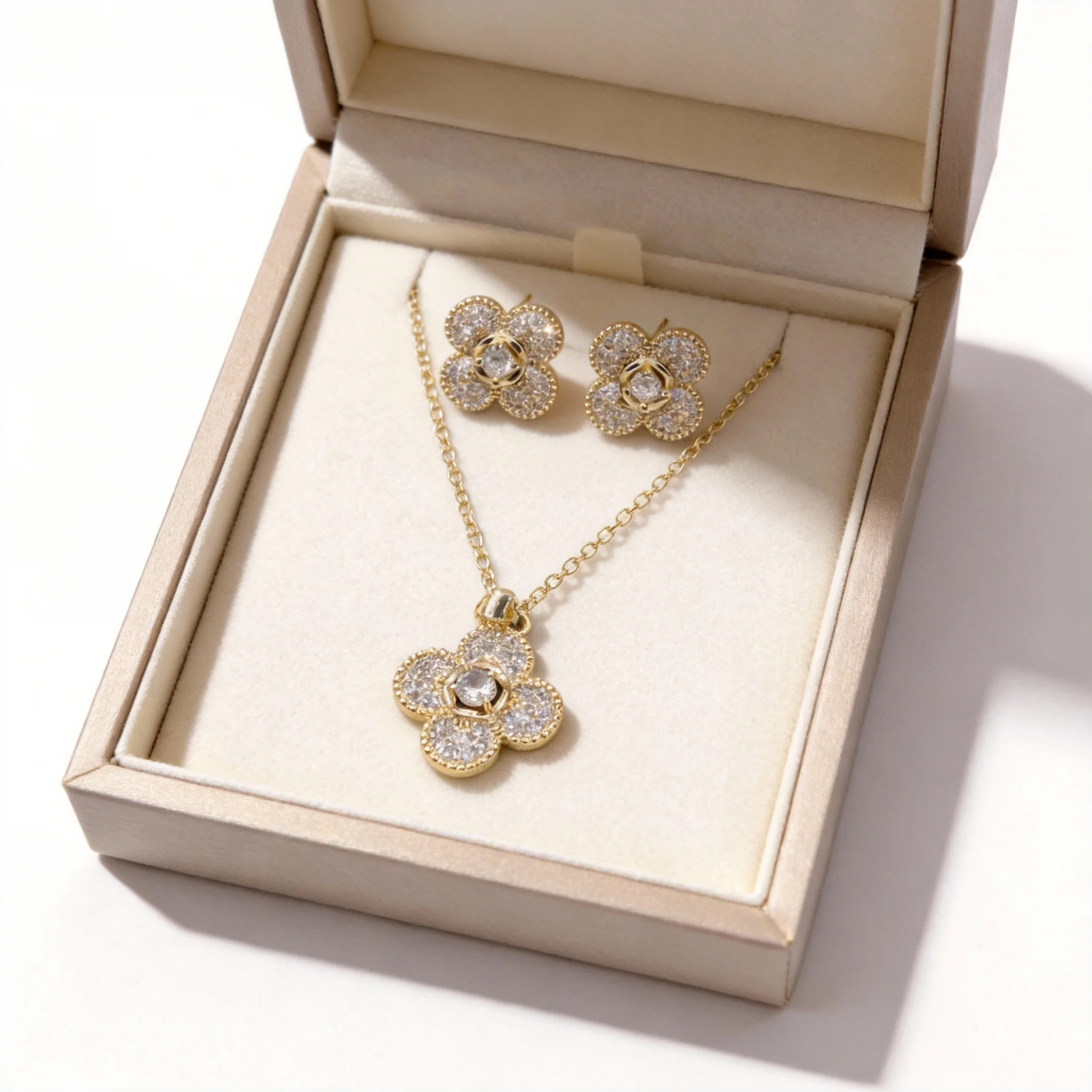 clover full pave cz jewelry set clover full pave cz jewelry set