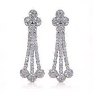18k gold plated full pave cz tassel drop earrings
