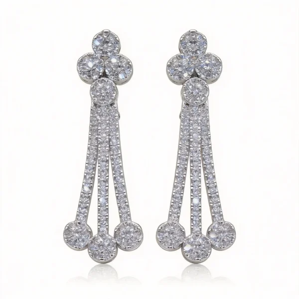 18k gold plated full pave cz tassel drop earrings 18k gold plated full pave cz tassel drop earrings