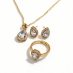teardrop sky blue cz jewelry 3 piece set