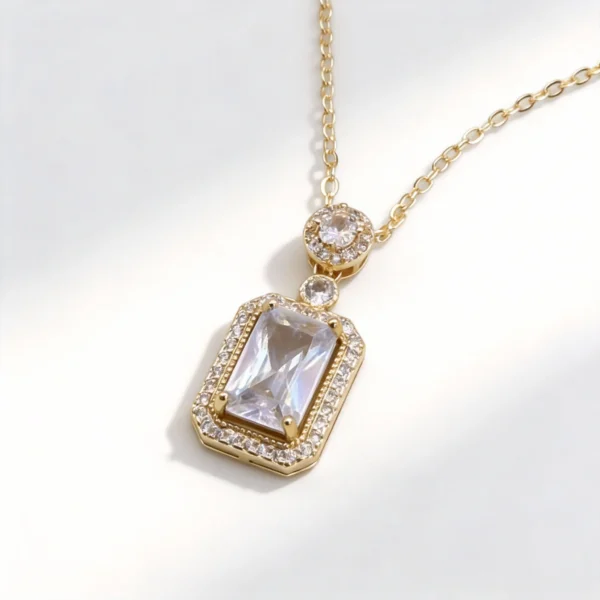 sky blue cubic zirconia square pendant necklace & earring set sky blue cubic zirconia square pendant necklace & earring set