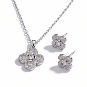 clover full pave cz jewelry set