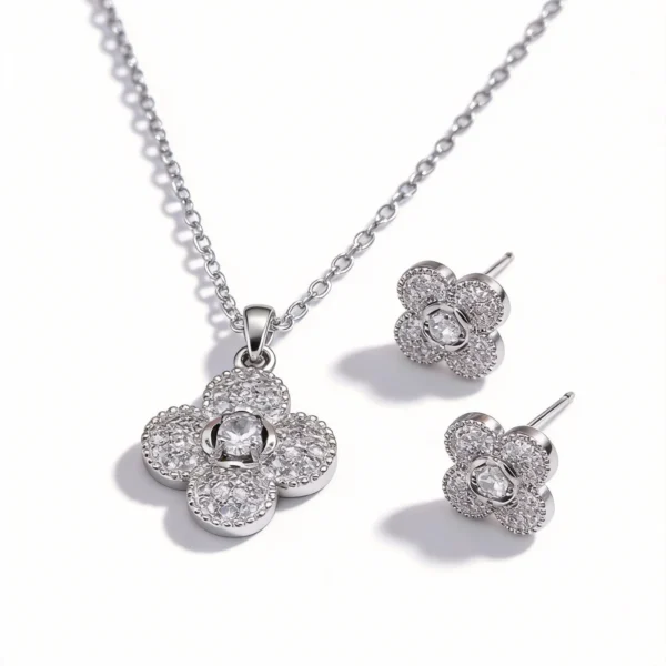 clover full pave cz jewelry set clover full pave cz jewelry set