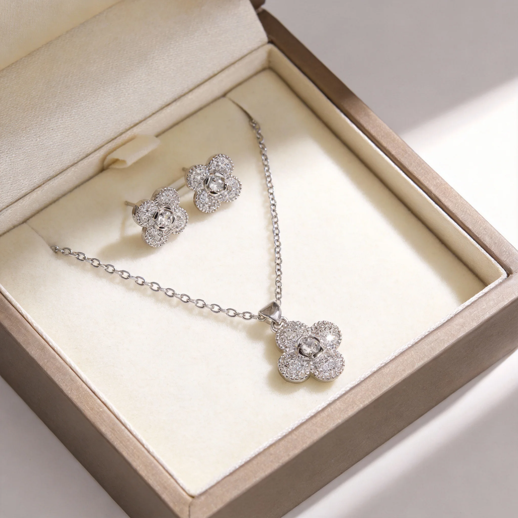 clover full pave cz jewelry set clover full pave cz jewelry set