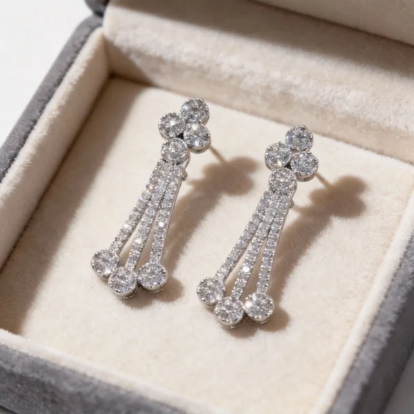 18k gold plated full pave cz tassel drop earrings 18k gold plated full pave cz tassel drop earrings