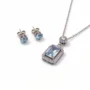sky blue cubic zirconia square pendant necklace & earring set