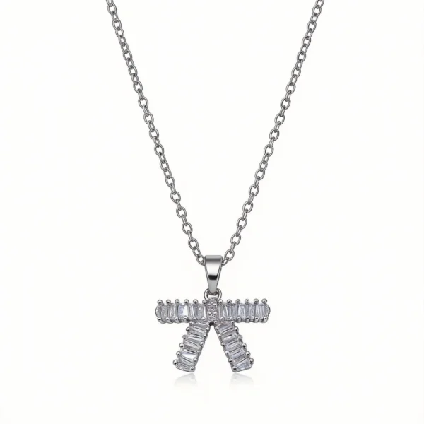 full pave baguette cz bow jewelry set