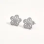 18k gold plated pave cz hollow floral stud earrings