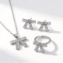full pave baguette cz bow jewelry set