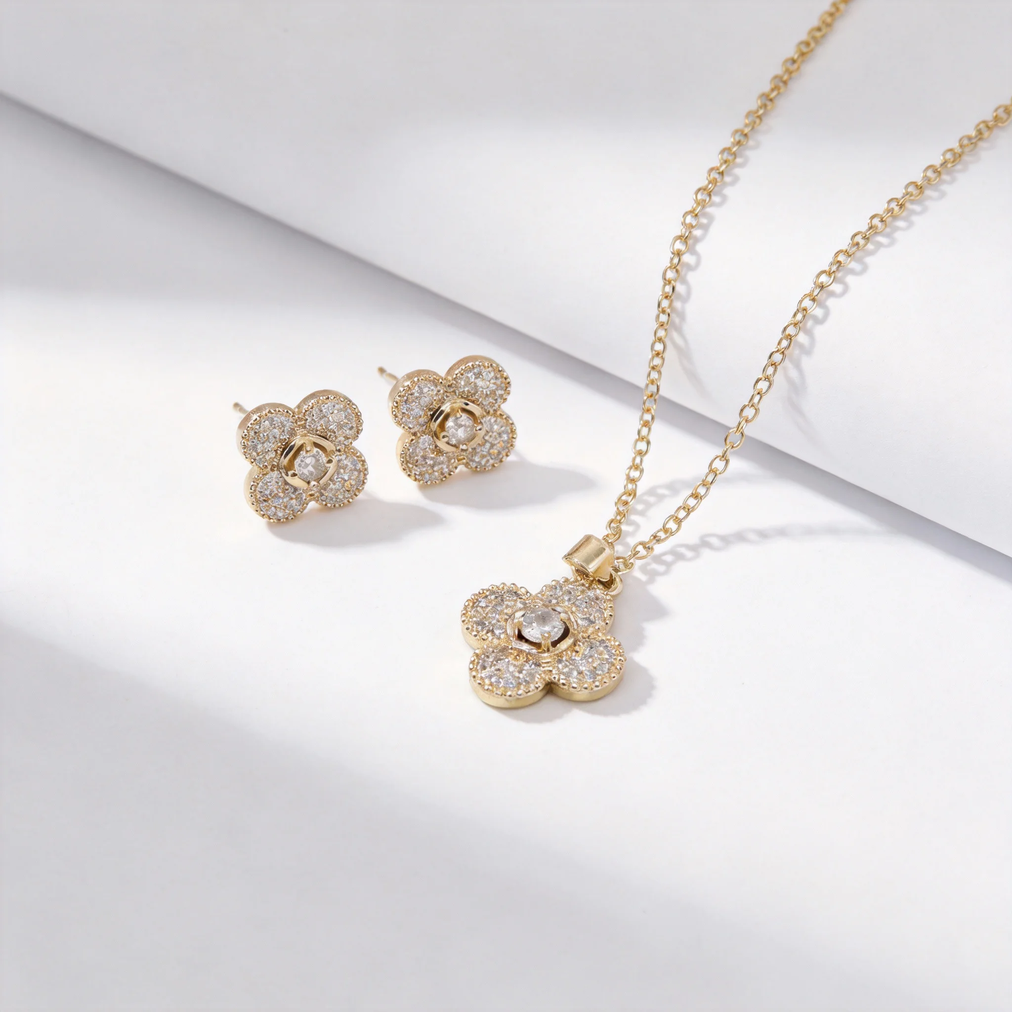 clover full pave cz jewelry set clover full pave cz jewelry set