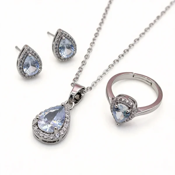 teardrop sky blue cz jewelry 3 piece set teardrop sky blue cz jewelry 3 piece set