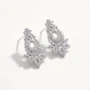 18k gold plated pave cz floral leaf drop earrings