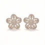 18k gold plated pave cz hollow floral stud earrings